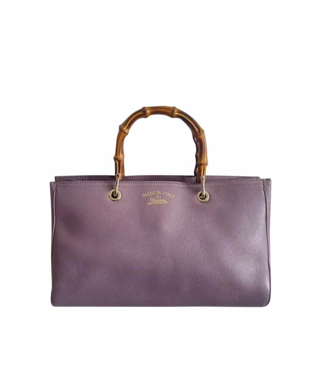GUCCI Фиолетовая кожаная сумка с короткими ручками, фото 1