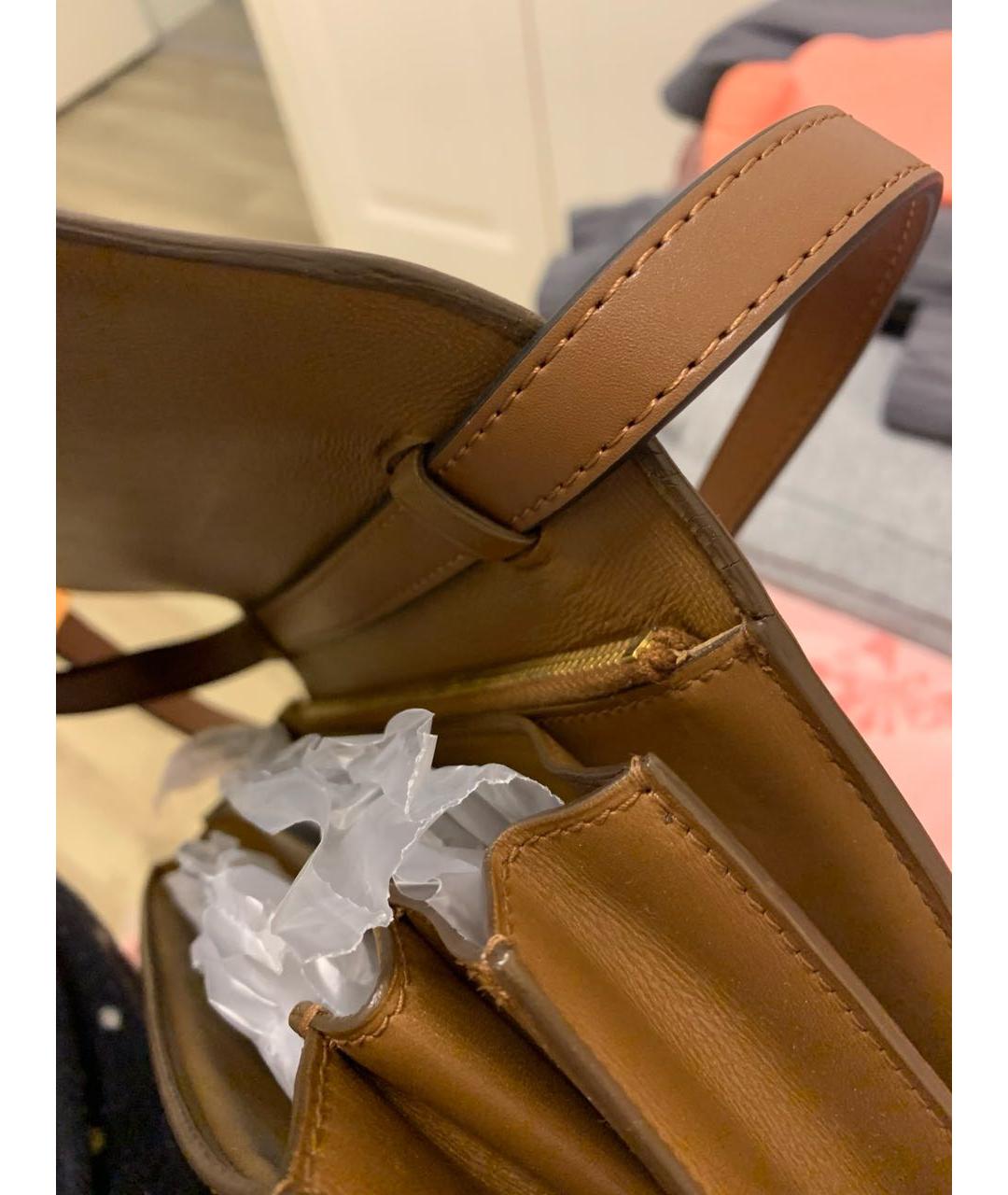 CELINE Коричневая кожаная сумка через плечо, фото 3