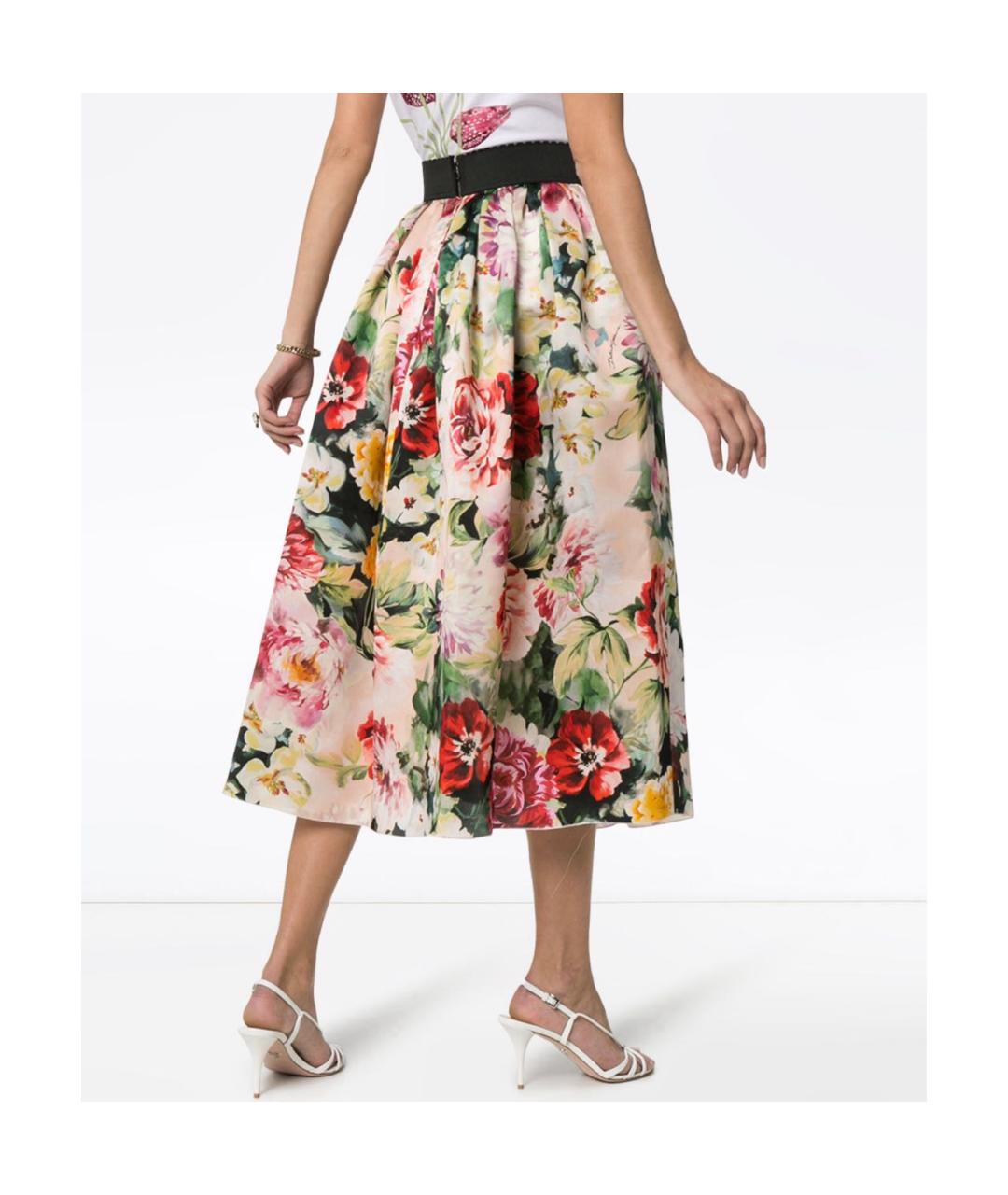 DOLCE&GABBANA Мульти шелковая юбка миди, фото 8