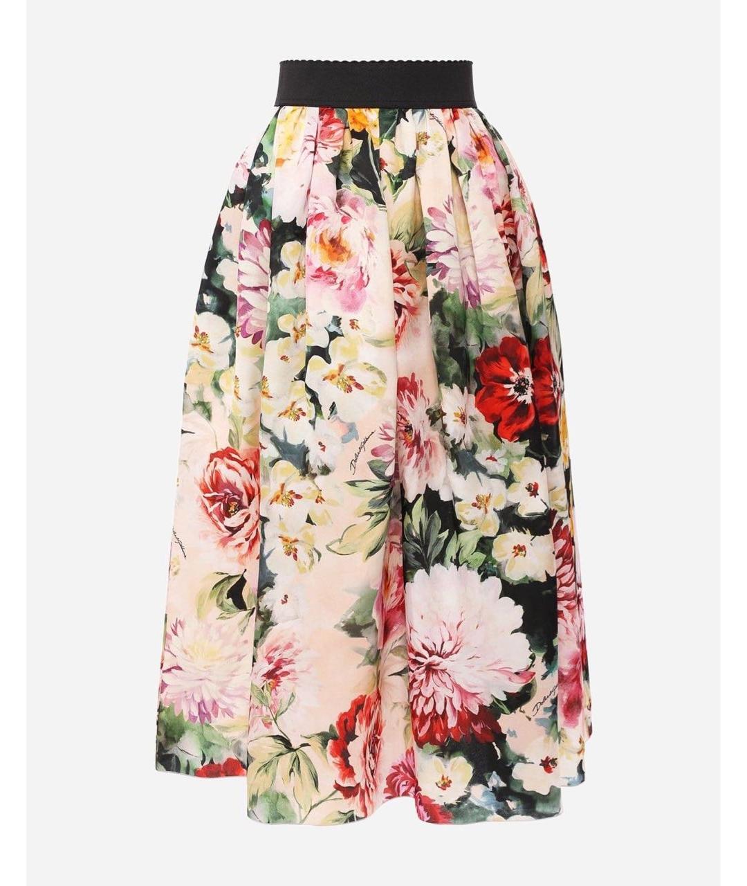DOLCE&GABBANA Мульти шелковая юбка миди, фото 9