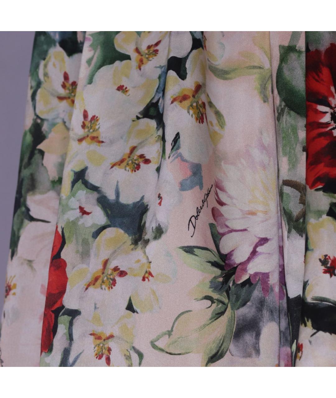DOLCE&GABBANA Мульти шелковая юбка миди, фото 4