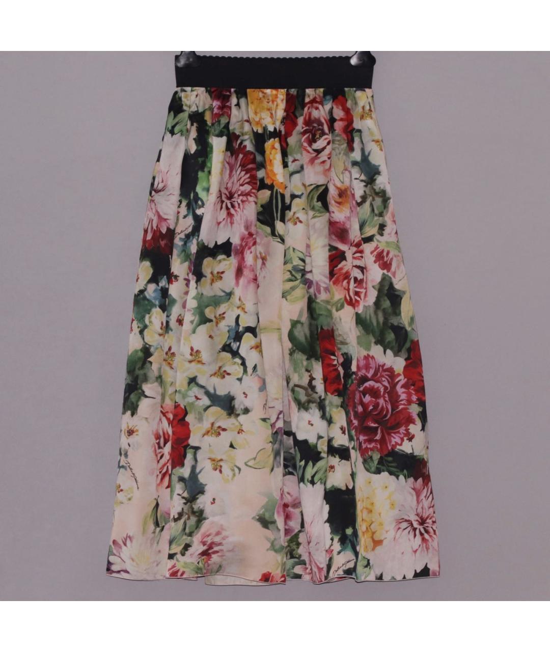 DOLCE&GABBANA Мульти шелковая юбка миди, фото 6