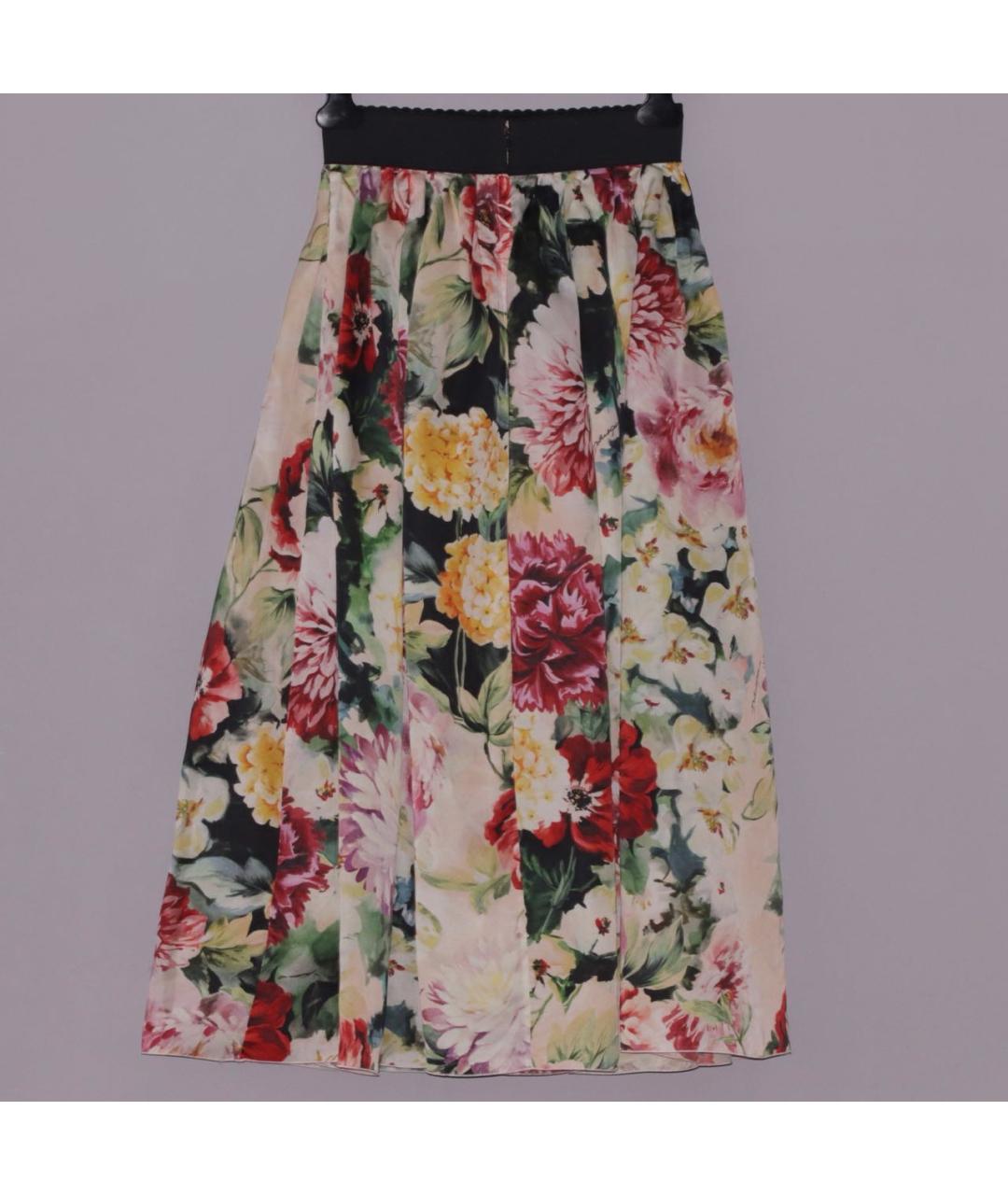DOLCE&GABBANA Мульти шелковая юбка миди, фото 2