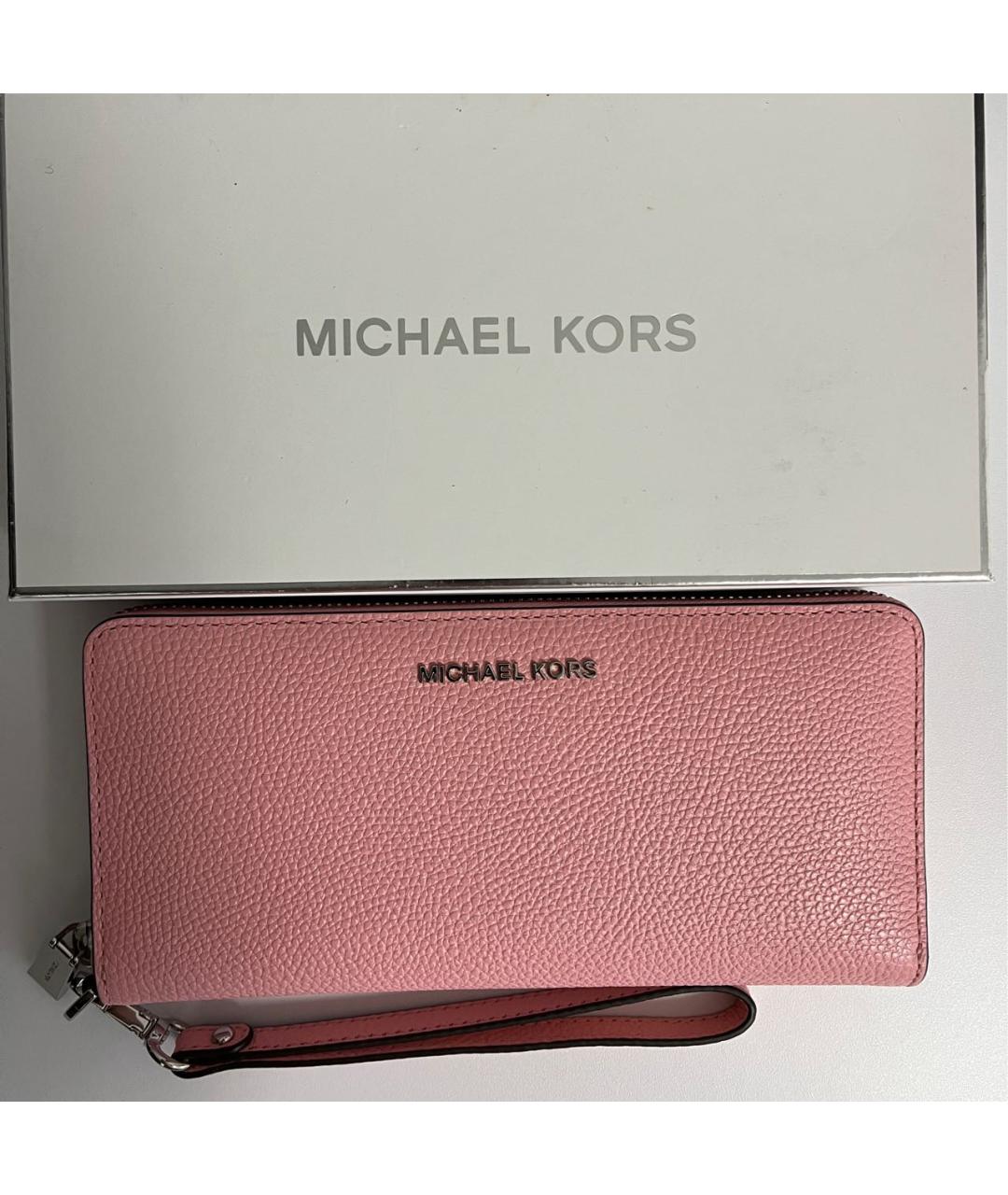 MICHAEL KORS Розовый кожаный кошелек, фото 9