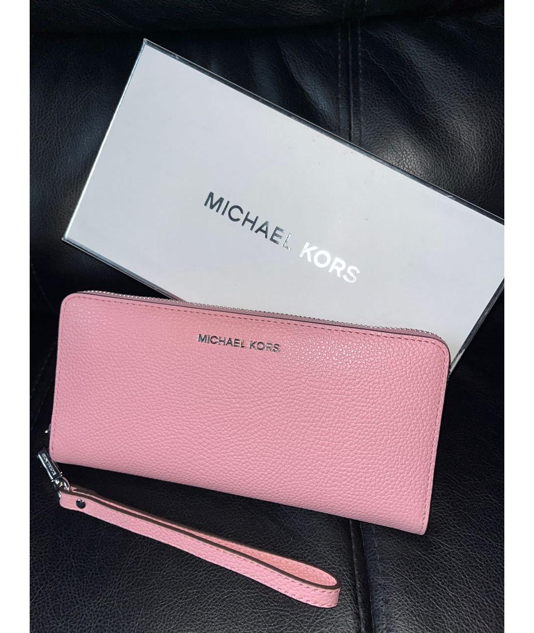 MICHAEL KORS Розовый кожаный кошелек, фото 5