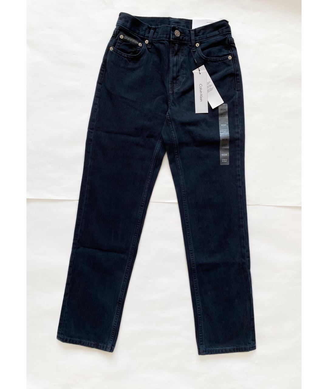 CALVIN KLEIN Темно-синие хлопковые прямые джинсы, фото 9