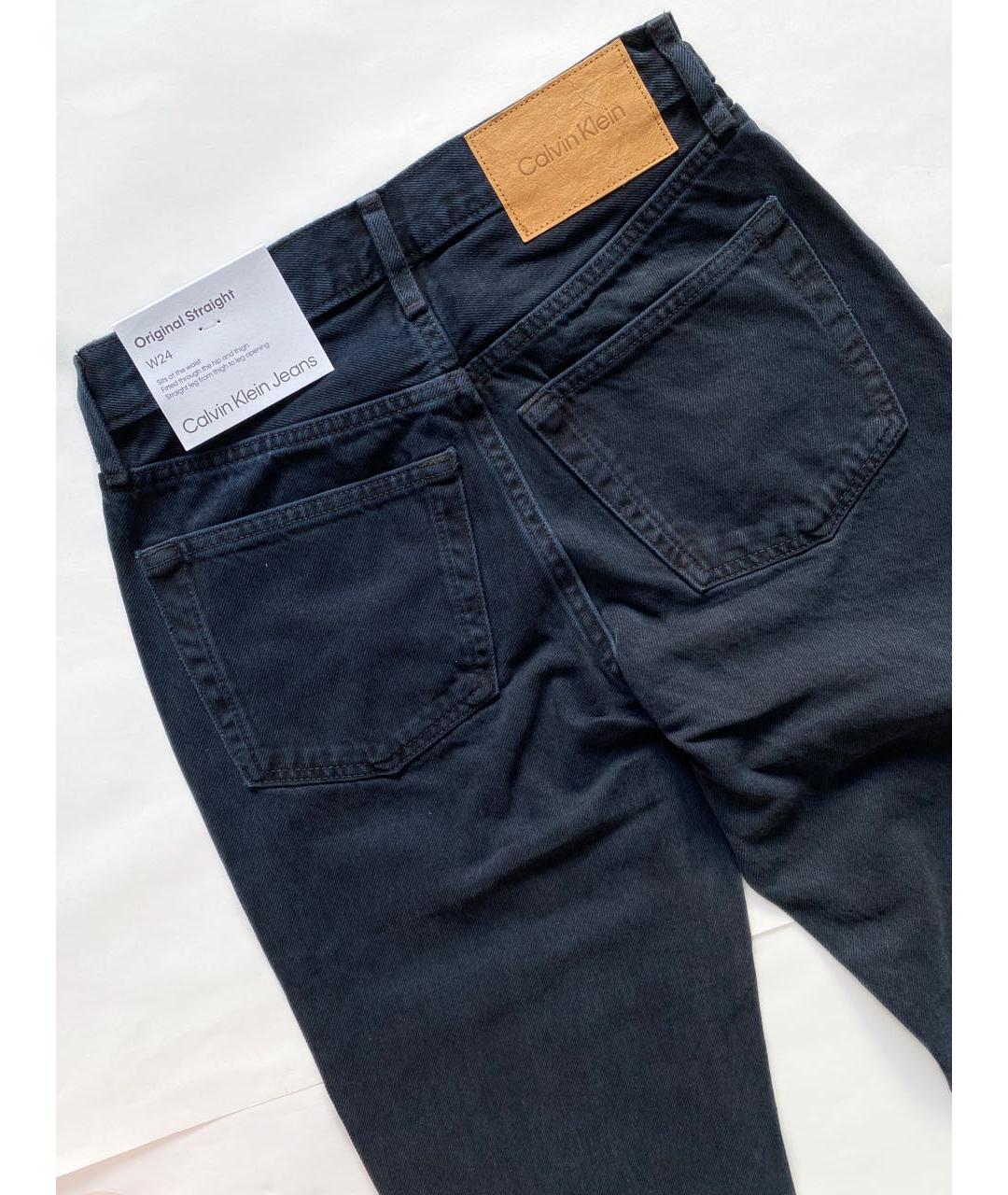 CALVIN KLEIN Темно-синие хлопковые прямые джинсы, фото 4