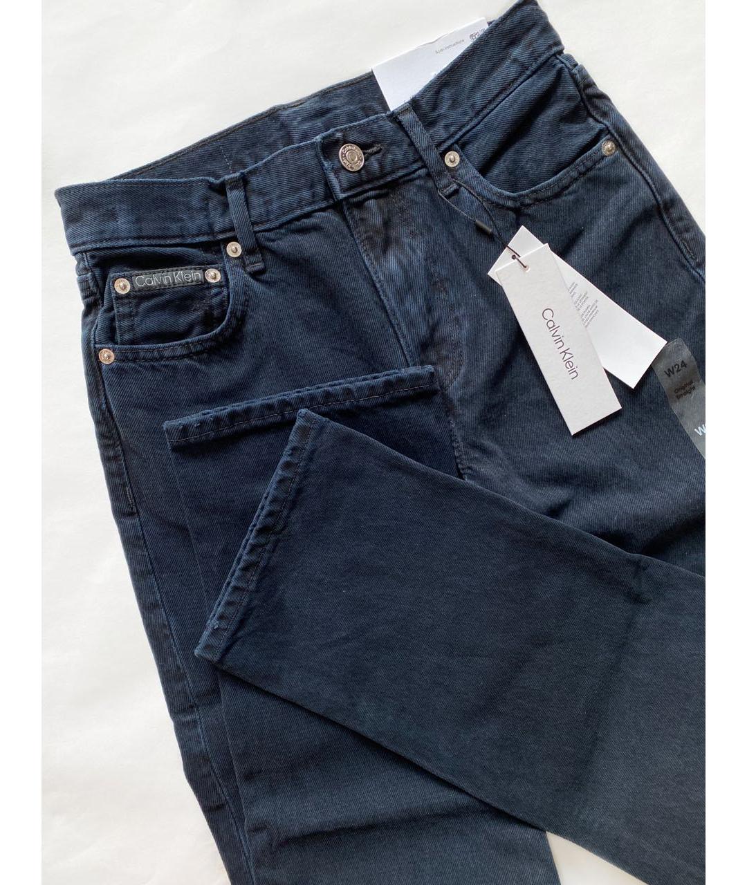 CALVIN KLEIN Темно-синие хлопковые прямые джинсы, фото 3