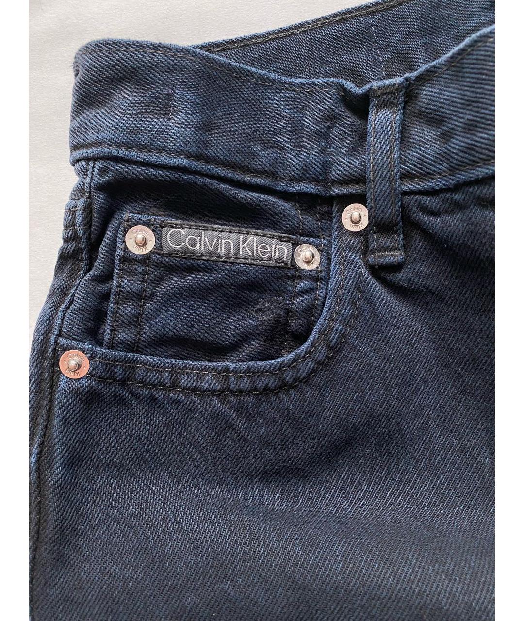 CALVIN KLEIN Темно-синие хлопковые прямые джинсы, фото 8