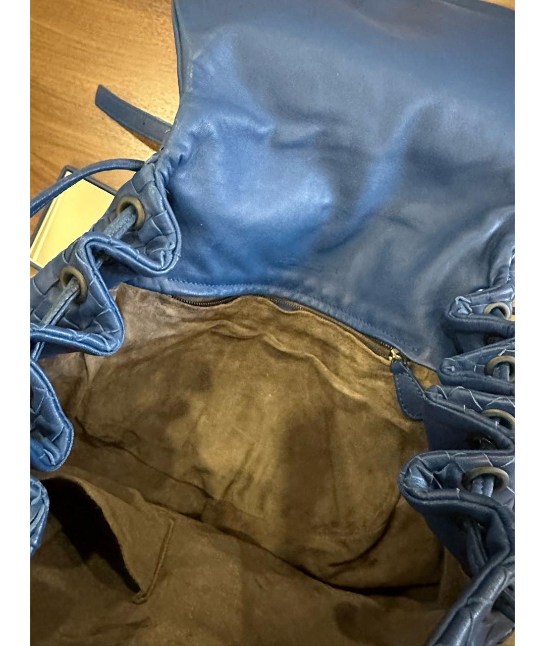 BOTTEGA VENETA Синяя кожаная сумка через плечо, фото 5