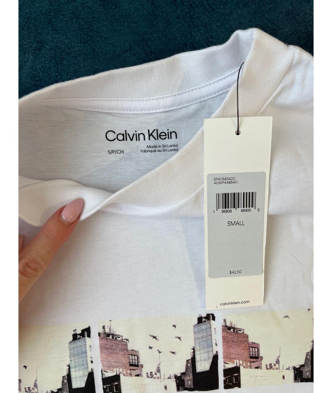 CALVIN KLEIN Белая хлопковая футболка, фото 4