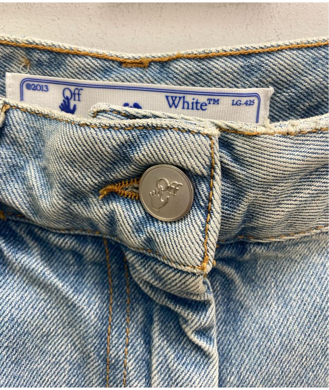 OFF-WHITE Голубые хлопковые шорты, фото 3