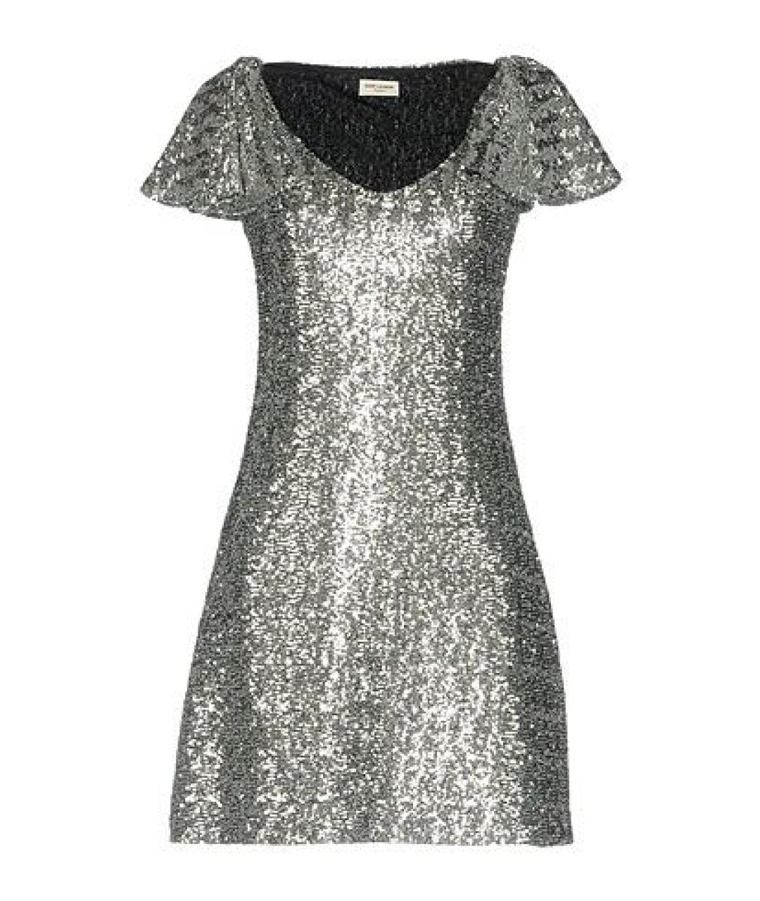 SAINT LAURENT Серебряное полиэстеровое вечернее платье, фото 1