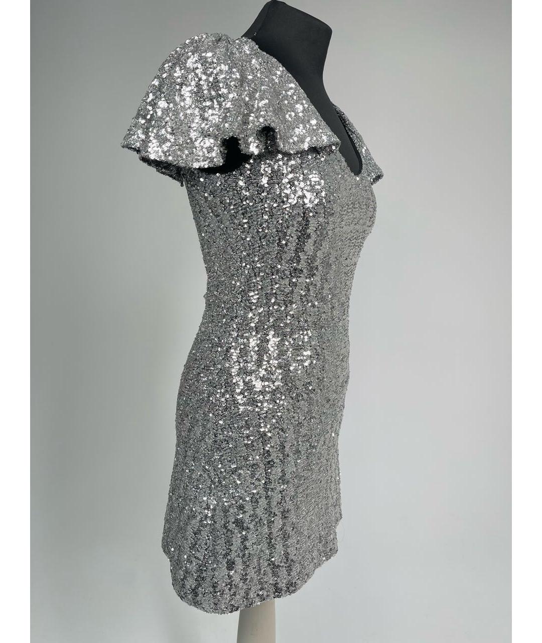 SAINT LAURENT Серебряное полиэстеровое вечернее платье, фото 3
