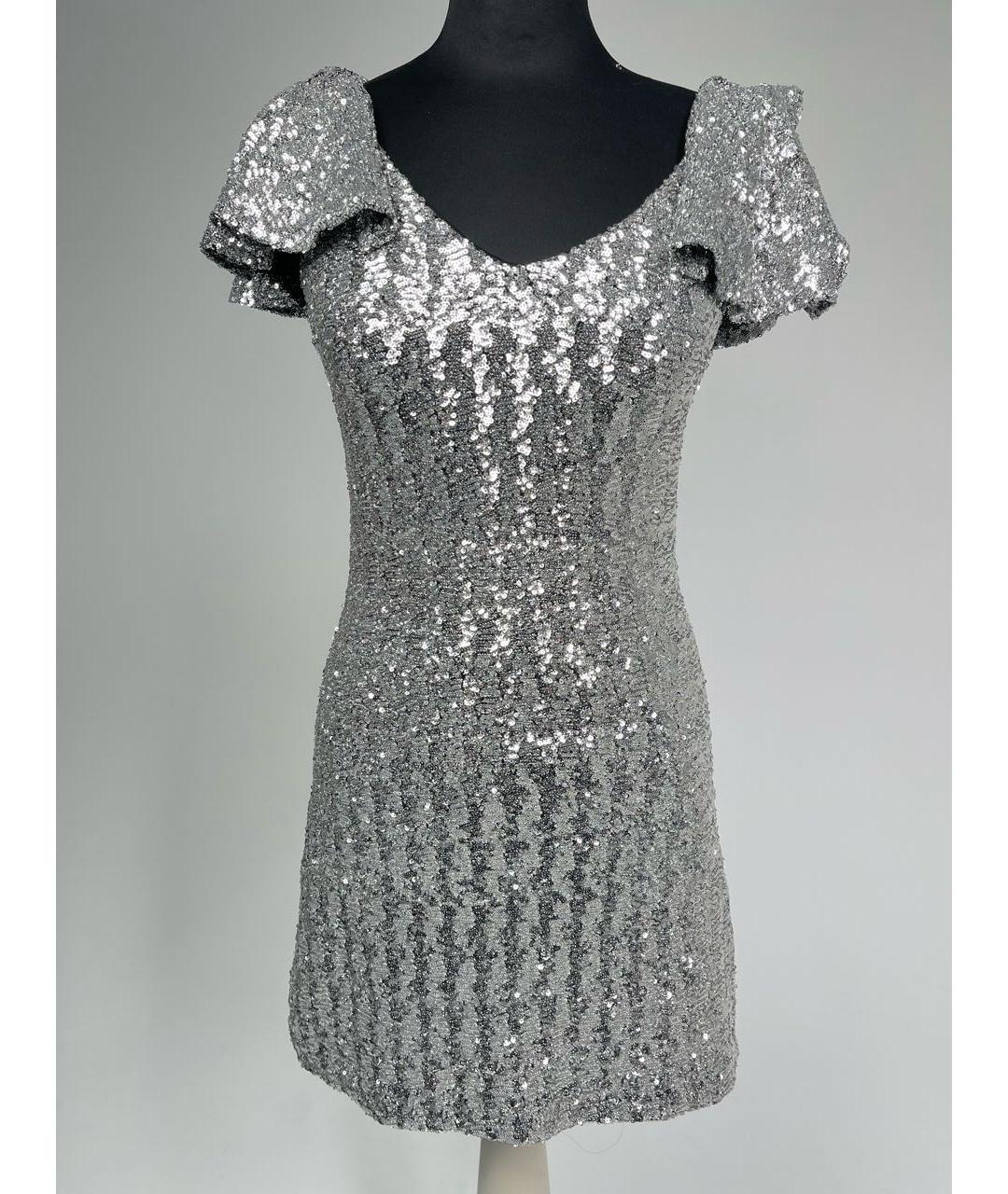 SAINT LAURENT Серебряное полиэстеровое вечернее платье, фото 2