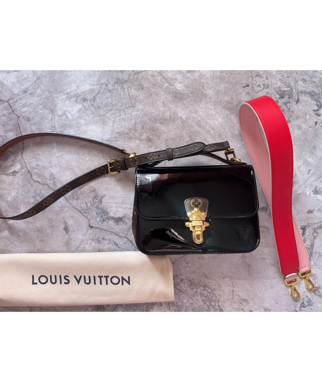 LOUIS VUITTON PRE-OWNED Коричневая сумка с короткими ручками из лакированной кожи, фото 6