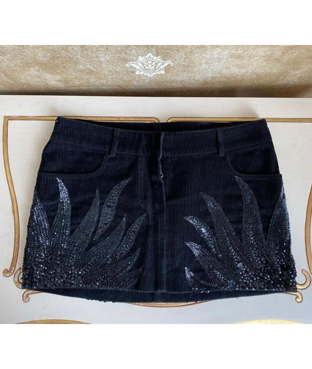 BALMAIN VINTAGE Черная велюровая юбка мини, фото 7