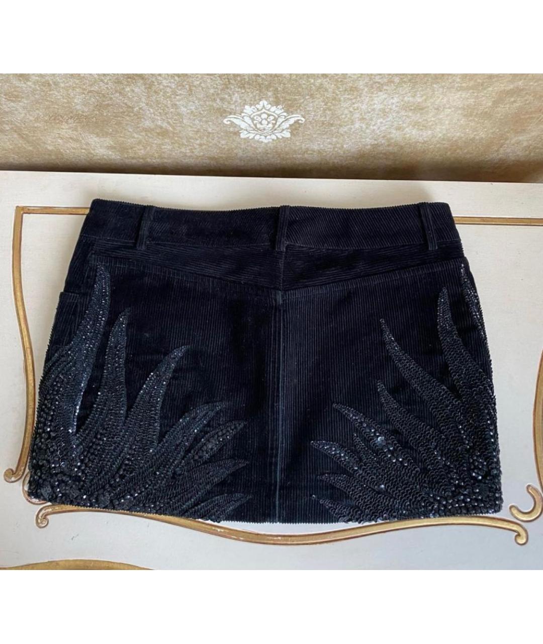 BALMAIN VINTAGE Черная велюровая юбка мини, фото 3
