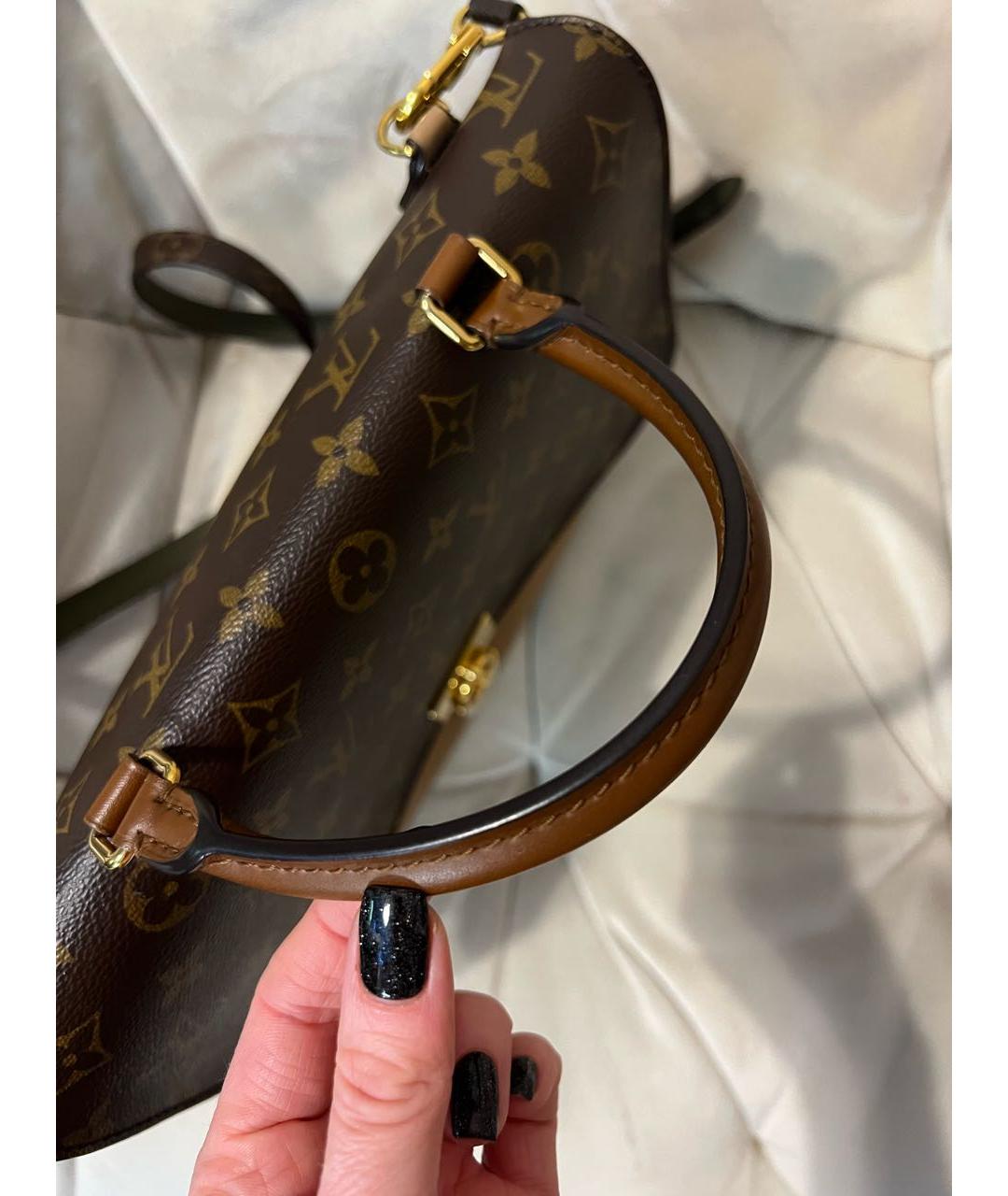 LOUIS VUITTON PRE-OWNED Коричневая кожаная сумка с короткими ручками, фото 8