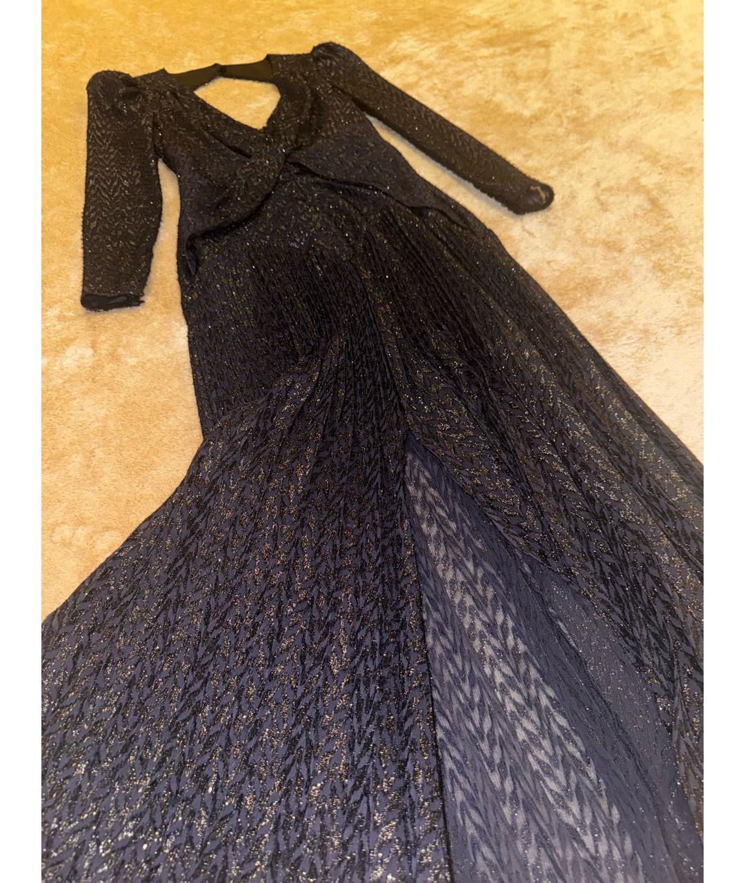 SELF-PORTRAIT Темно-синее вискозное коктейльное платье, фото 6