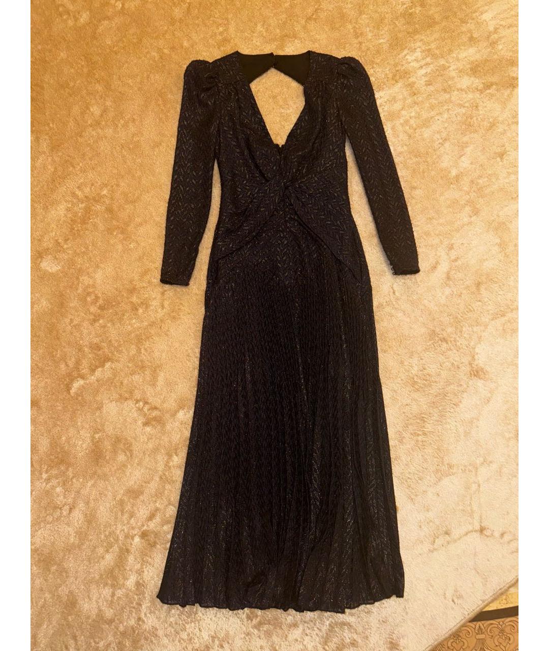 SELF-PORTRAIT Темно-синее вискозное коктейльное платье, фото 7