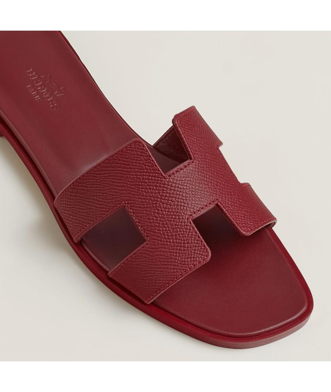 HERMES PRE-OWNED Бордовые кожаные сандалии, фото 4