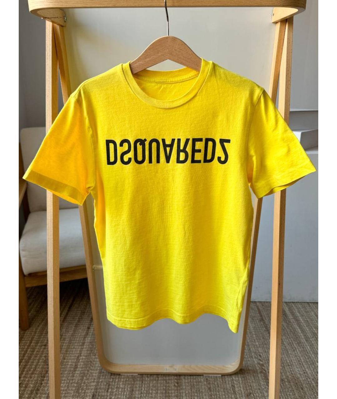 DSQUARED2 Желтая хлопковая детская футболка, фото 4
