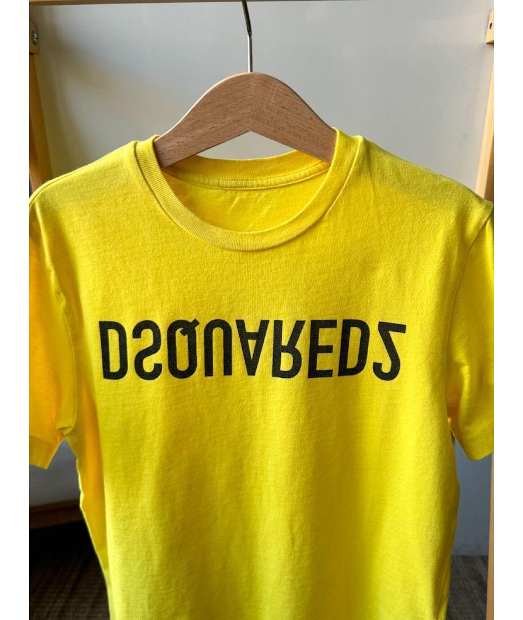 DSQUARED2 Желтая хлопковая детская футболка, фото 3