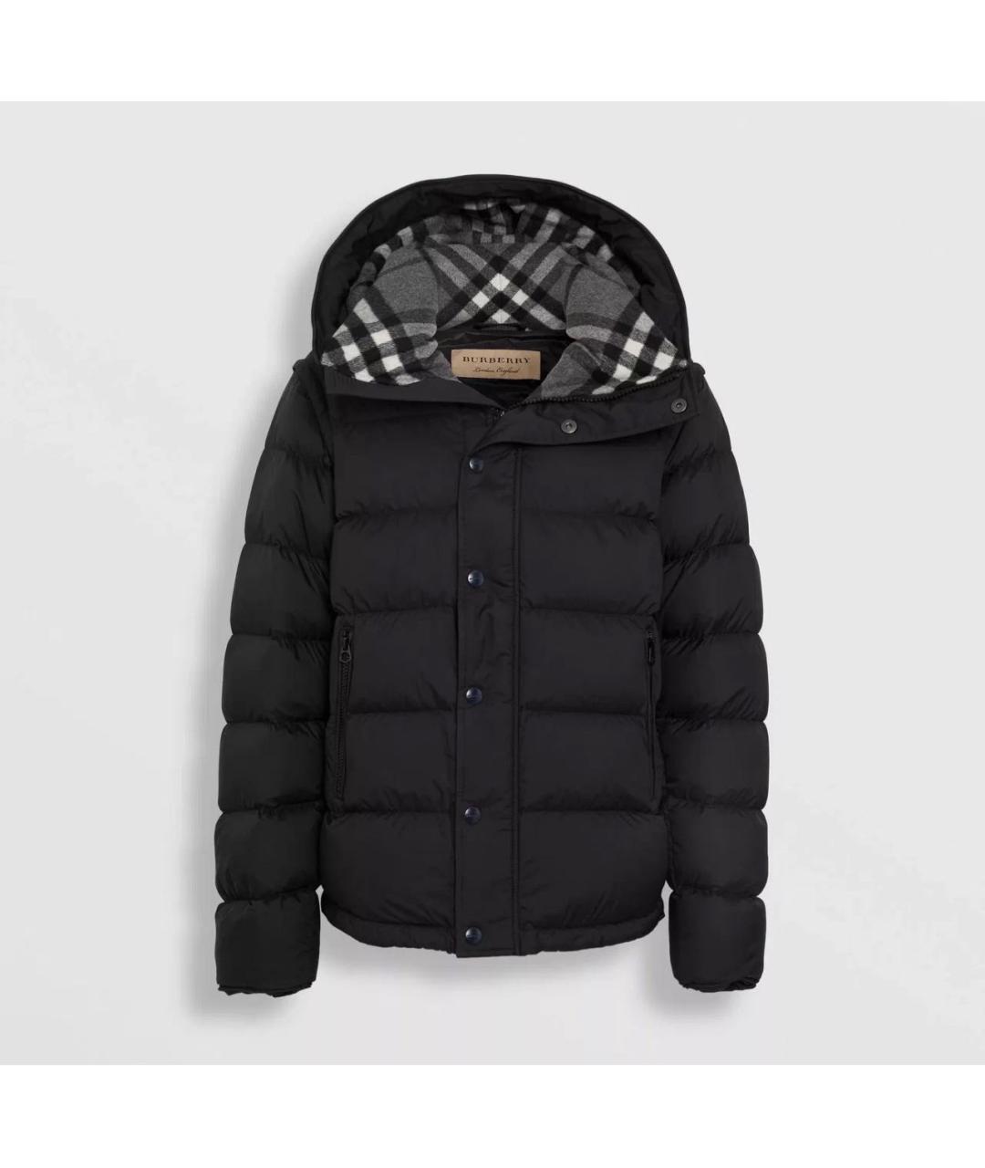 BURBERRY BRIT Черный полиамидовый пуховик, фото 8