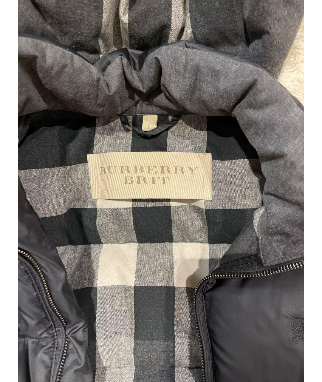 BURBERRY BRIT Черный полиамидовый пуховик, фото 4