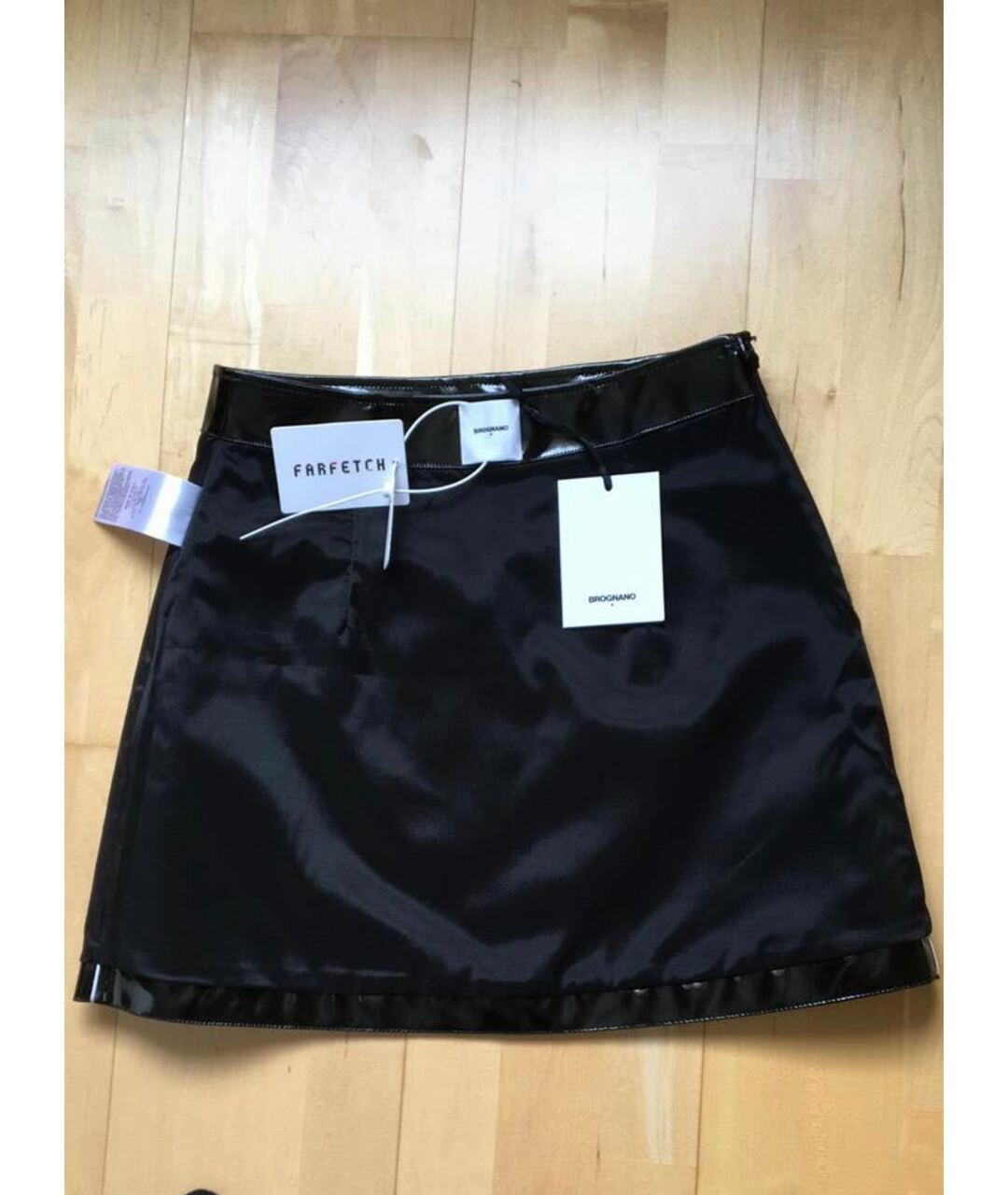 BROGNANO Черная полиэстеровая юбка мини, фото 7