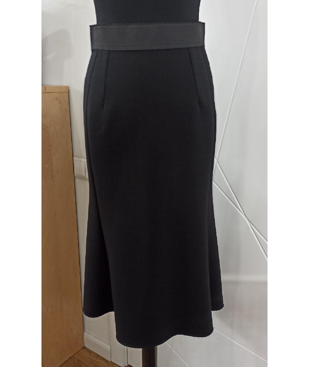 DOLCE&GABBANA Черная шерстяная юбка миди, фото 5