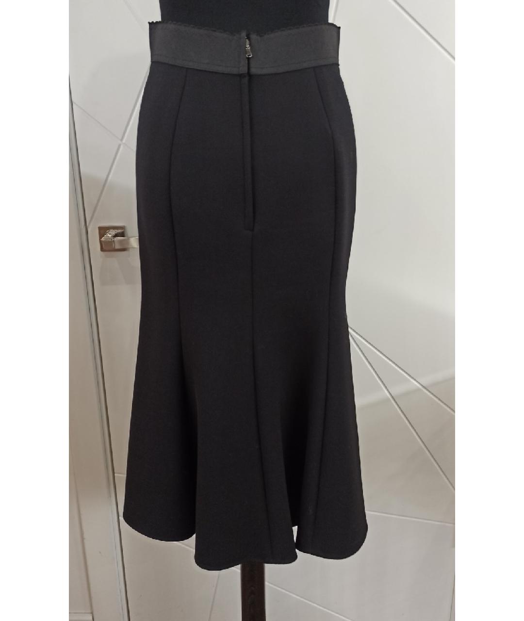 DOLCE&GABBANA Черная шерстяная юбка миди, фото 3