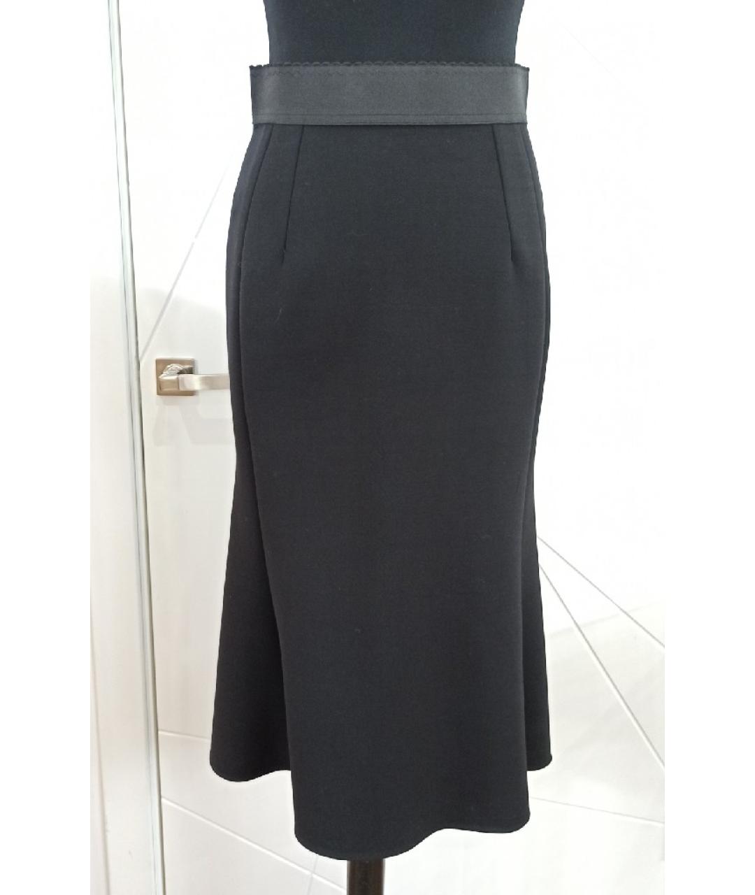 DOLCE&GABBANA Черная шерстяная юбка миди, фото 7