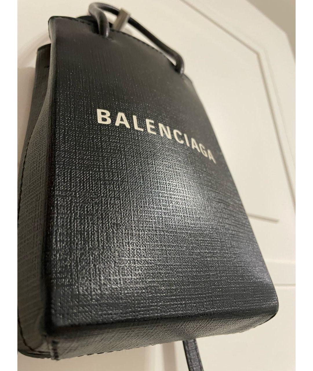 BALENCIAGA Черная кожаная сумка через плечо, фото 3