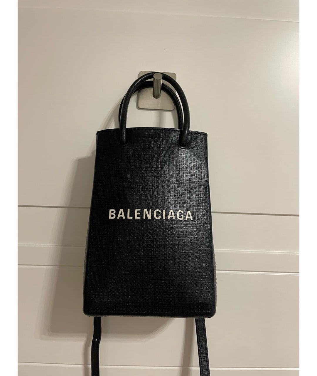BALENCIAGA Черная кожаная сумка через плечо, фото 2