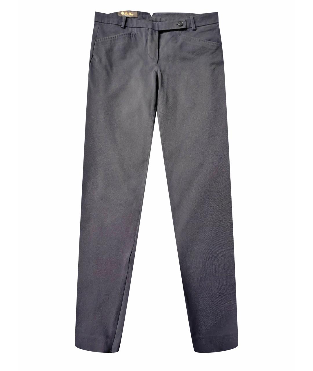 LORO PIANA Темно-синие хлопко-эластановые брюки узкие, фото 1