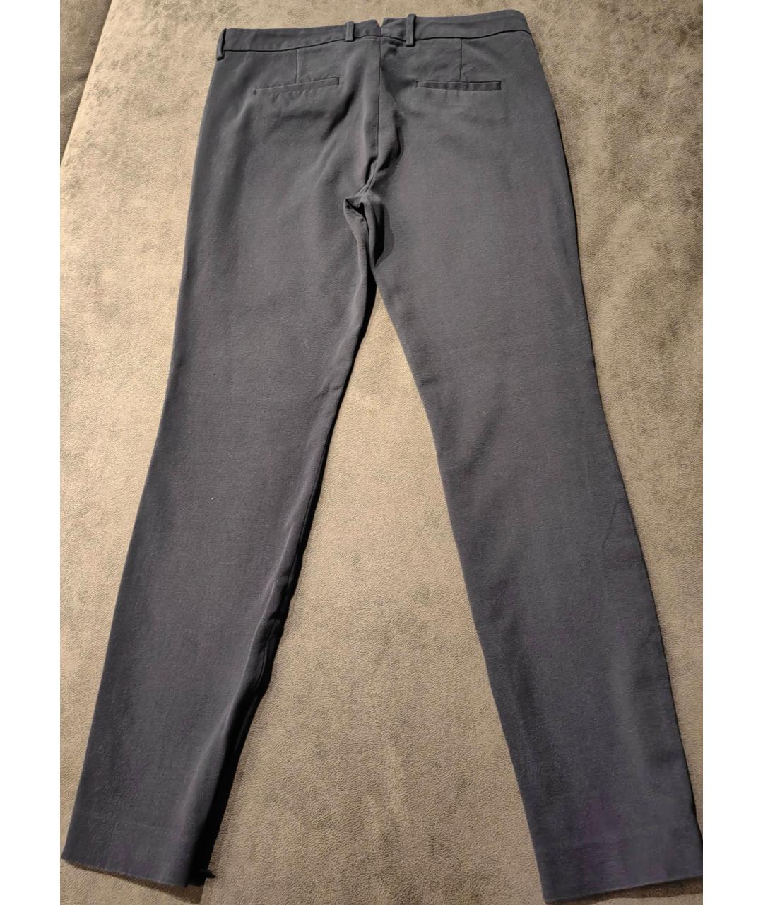 LORO PIANA Темно-синие хлопко-эластановые брюки узкие, фото 2