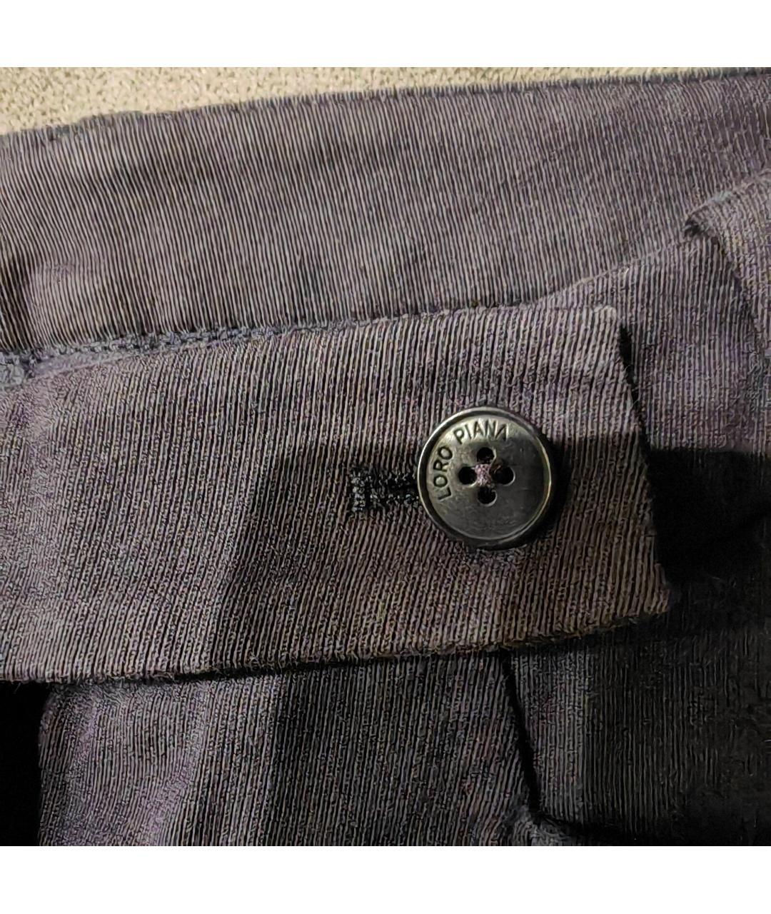 LORO PIANA Темно-синие хлопко-эластановые брюки узкие, фото 5