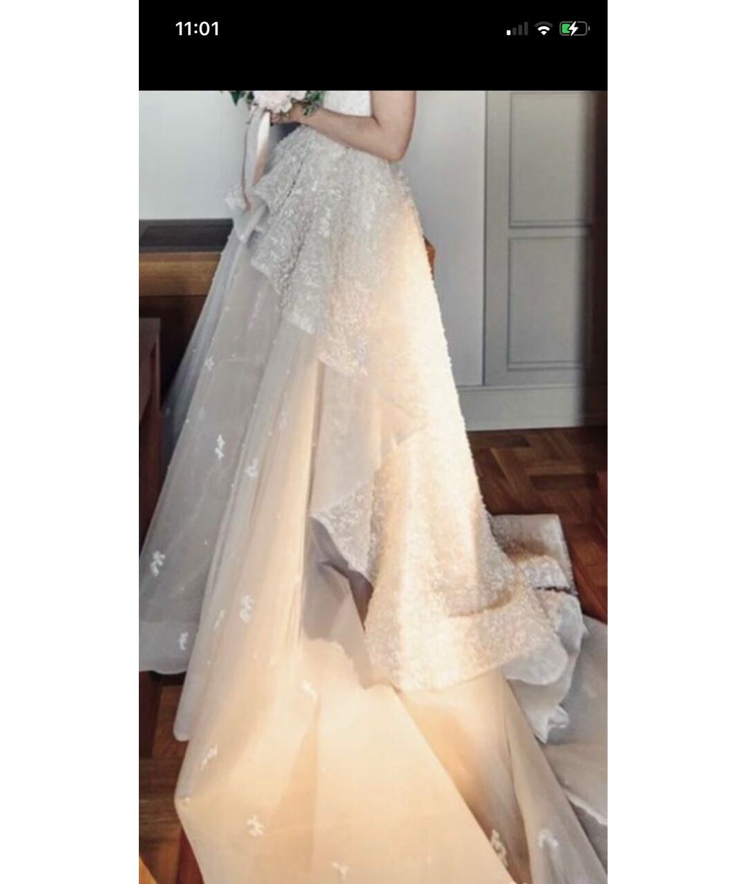 SAIID KOBEISY Бежевое кружевное свадебное платье, фото 2