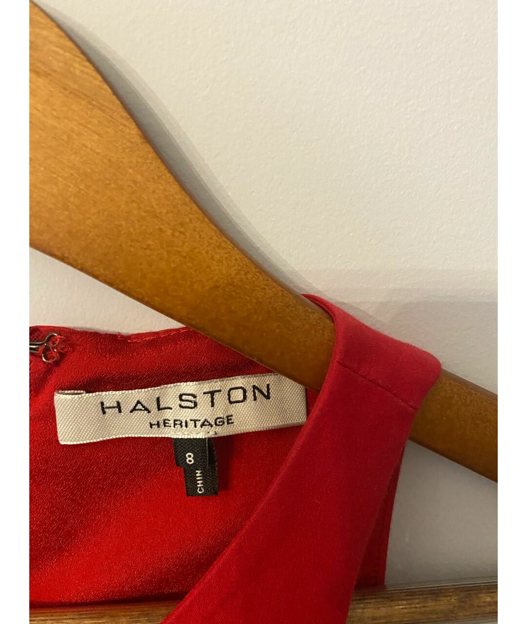 HALSTON HERITAGE Красное хлопковое повседневное платье, фото 5