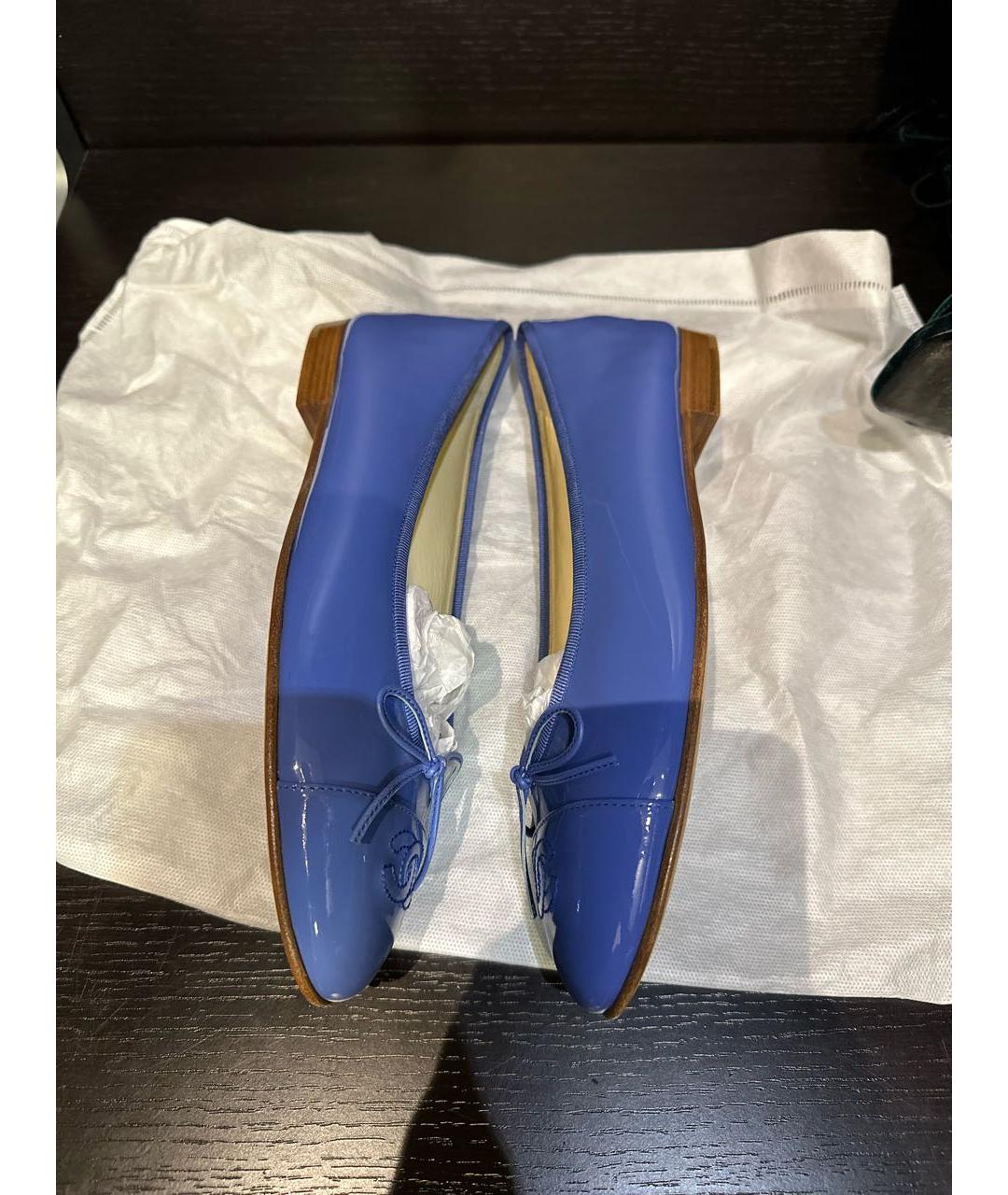 CHANEL PRE-OWNED Синие кожаные балетки, фото 6
