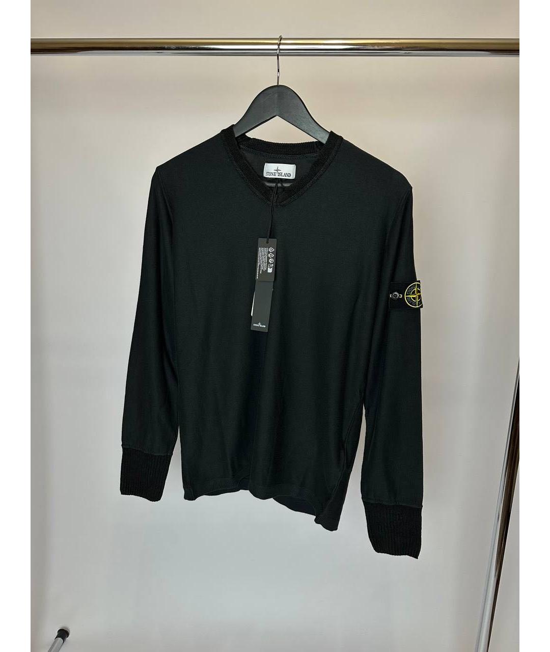 STONE ISLAND Черный хлопковый джемпер / свитер, фото 2