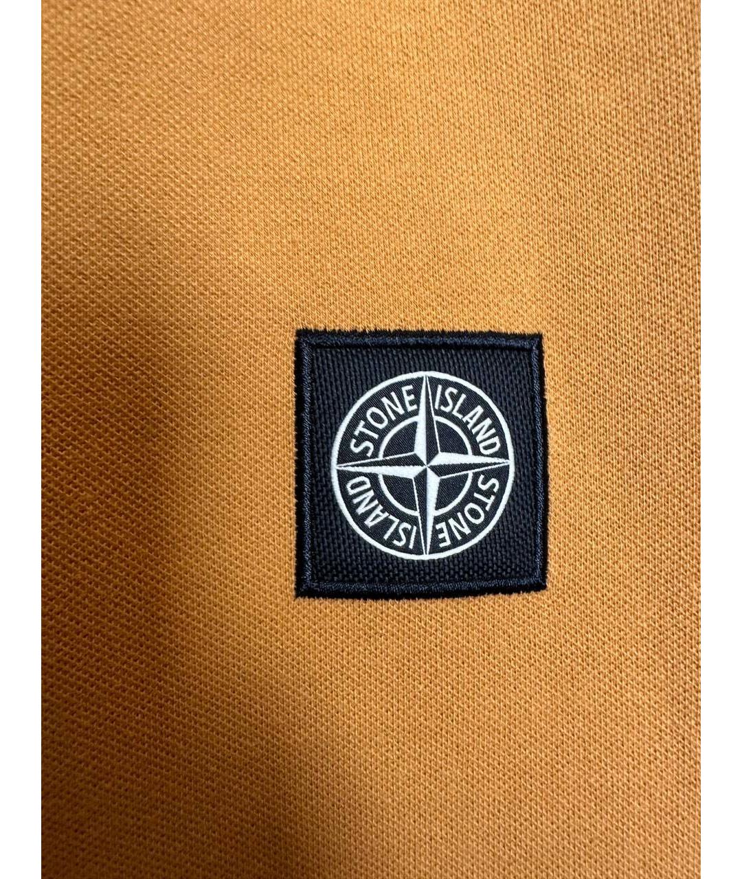 STONE ISLAND Оранжевое хлопко-эластановое поло с коротким рукавом, фото 2