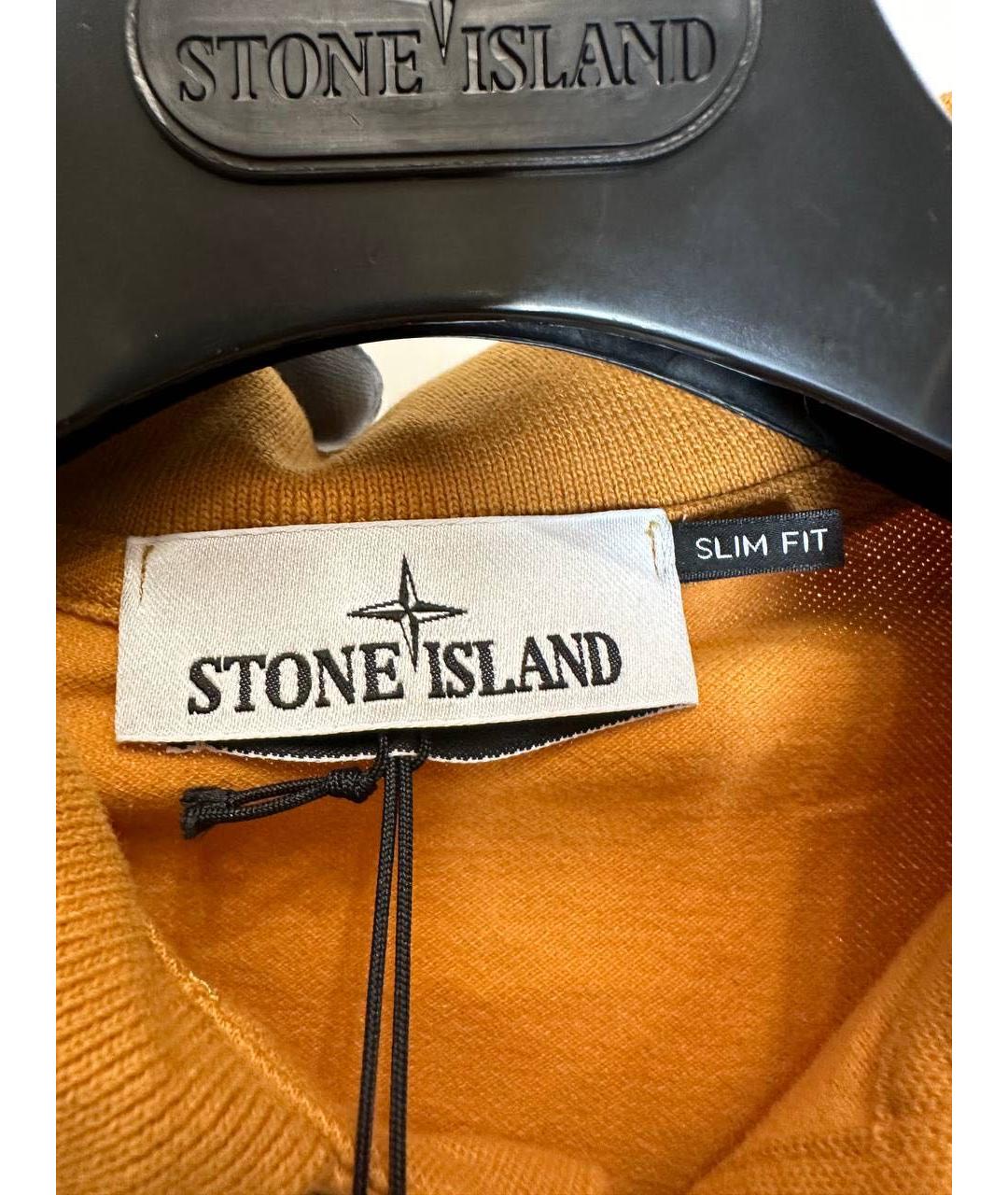 STONE ISLAND Оранжевое хлопко-эластановое поло с коротким рукавом, фото 3