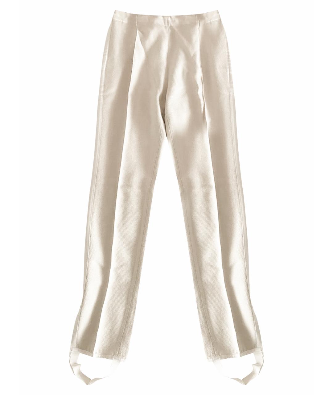 GOLDEN GOOSE DELUXE BRAND Бежевые шерстяные прямые брюки, фото 1