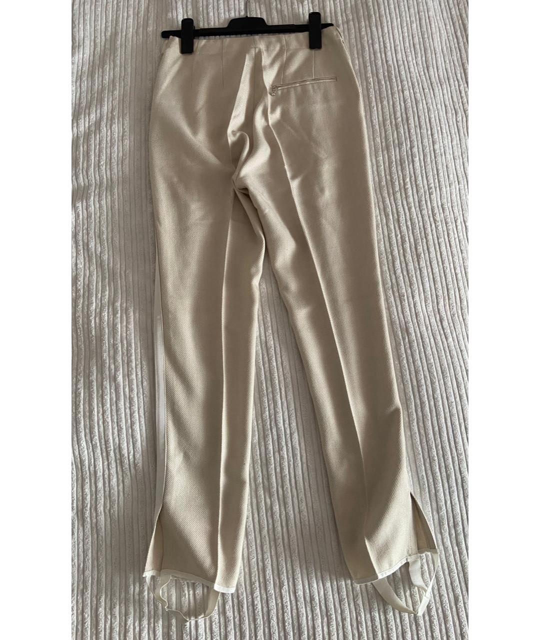 GOLDEN GOOSE DELUXE BRAND Бежевые шерстяные прямые брюки, фото 2