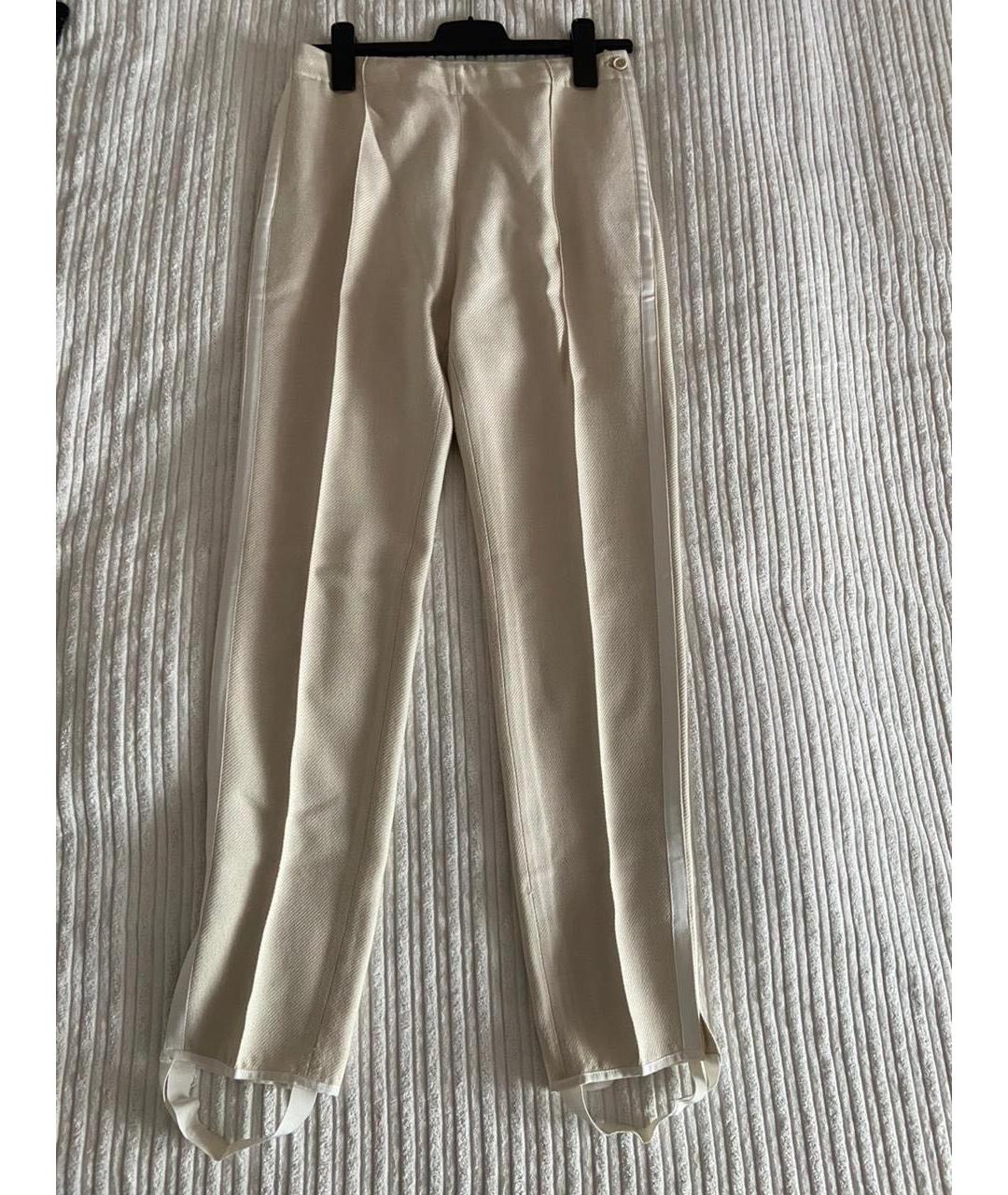 GOLDEN GOOSE DELUXE BRAND Бежевые шерстяные прямые брюки, фото 6