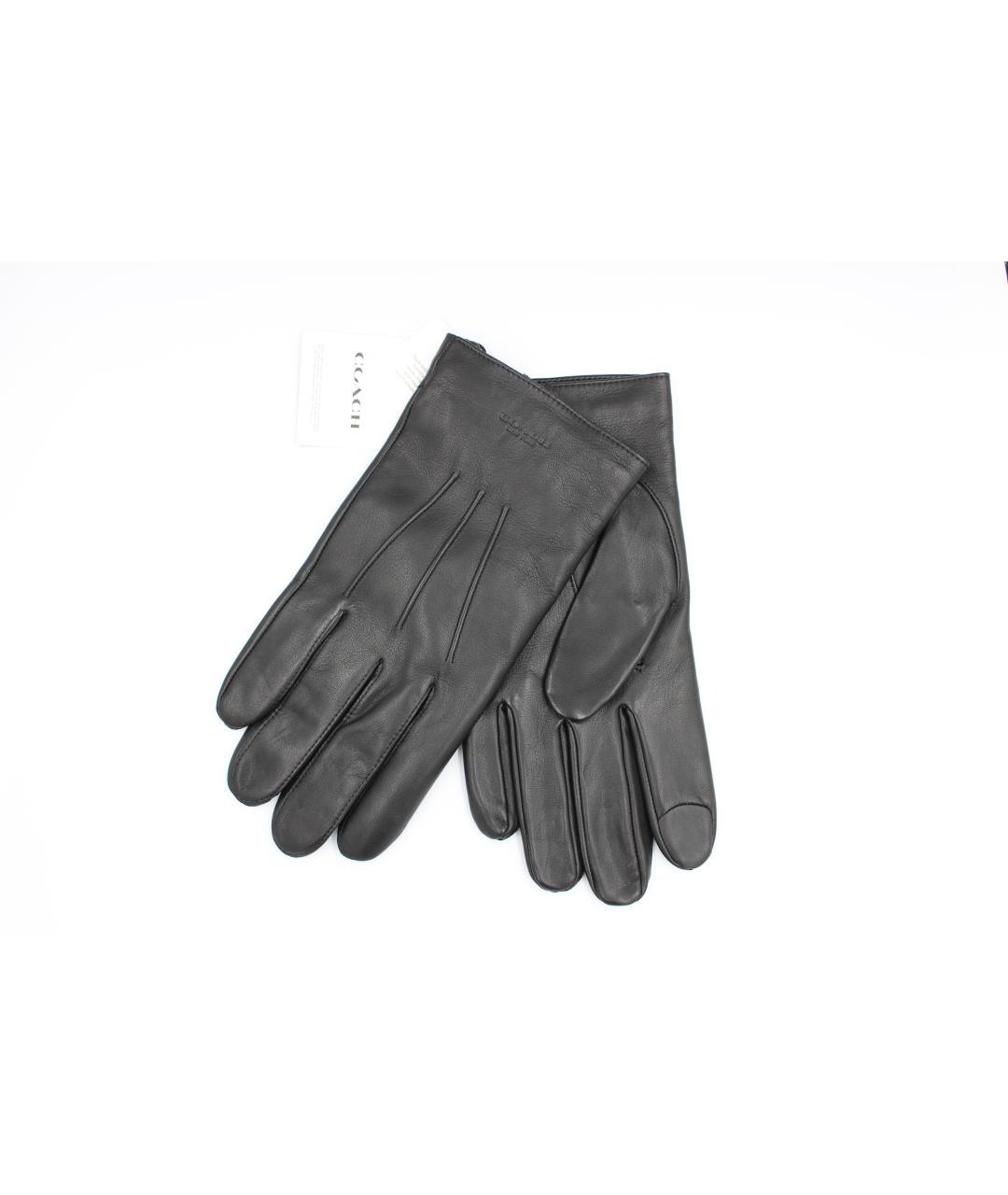 COACH Черные кожаные перчатки, фото 3