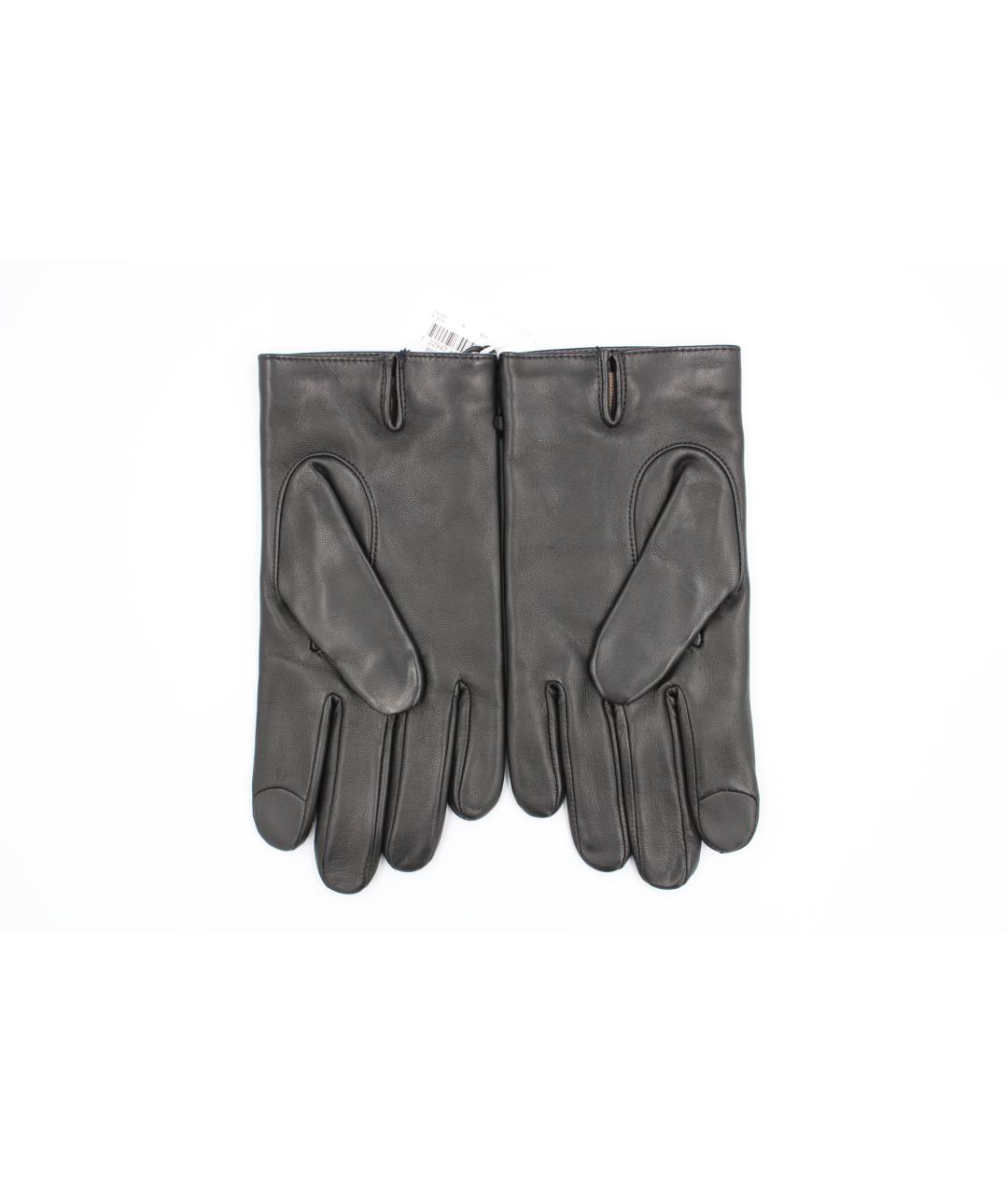 COACH Черные кожаные перчатки, фото 4